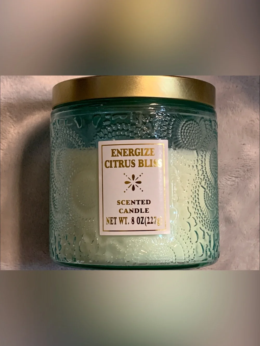 Energie Citrus Bliss Jar Candle Glass Jar with Gold Tone Lid